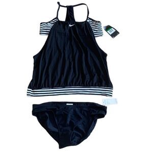 Nike Black Amd Stripe  Two-Piece Swimsuit